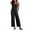 #02 Black 【Mix, Match & Rotate: Stock Up on Daily Colors】, variant on Women's Soft Fabric Loose Fit Jumpsuit, Mid Elastic Waist With Zipper, Solid Color Casual, Lounge Summer Office Wear, Womens Jumpsuit | VerBelle,Black S