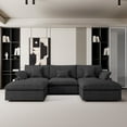 thumbnail image 1 of The Magic Home 5-Seater Cloud Modular U-Shaped Linen Sectional Sofa, Black, 1 of 13