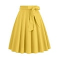 thumbnail image 3 of Women's Vintage High Waist Pleated Flared Midi Skirt A-Line Pockets Skirt With Bow Waist Tie, 3 of 4