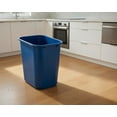 thumbnail image 5 of 7 Gallon / 28 Quart Blue Rectangular Plastic Wastebasket Trash Can - Slim Space-Saving Open Top Garbage Bin for Bedroom, Bathroom, Office, and Home, 5 of 5