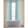 thumbnail image 5 of Teal Yellow Ombre Sheer Curtains 96 Inch Length 2 Panels Set Window Treatments, Farmhouse Modern Gradient Art Rod Pocket Semi Curtains for Living Room/Bedroom/Kitchen Décor, 104"W x 96"L, 5 of 7