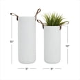 thumbnail image 3 of CosmoLiving by Cosmopolitan 15", 12"H White Ceramic Vase with Leather Handles, Set of 2, 3 of 8