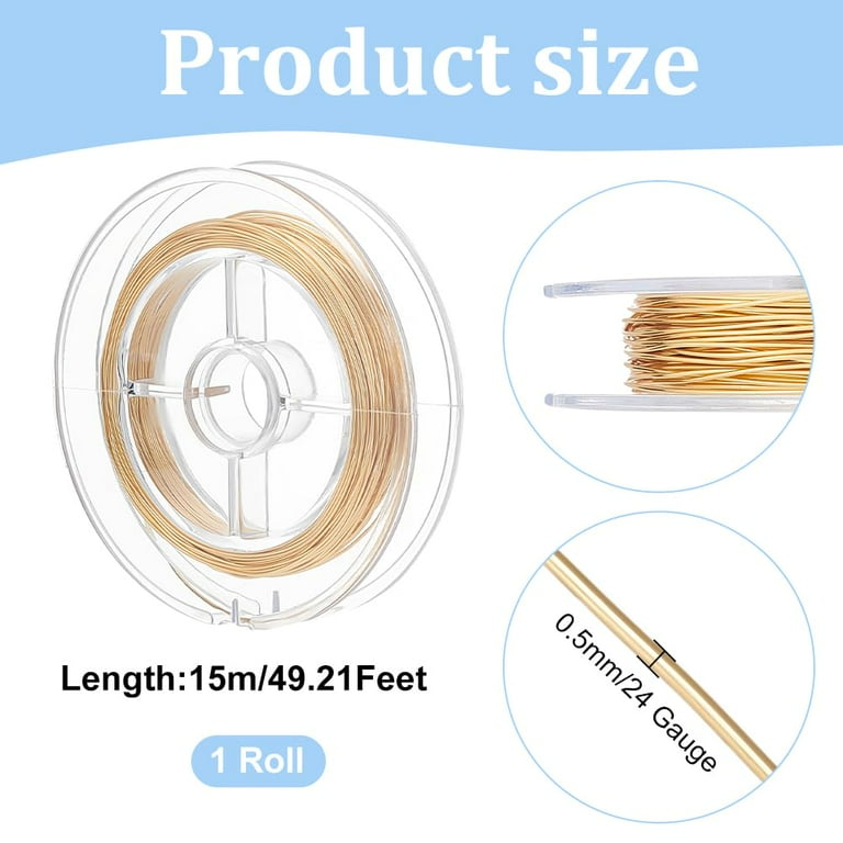 49 Feet Real 14K Gold Plated Brass Wire 24 Gauge Copper Beading