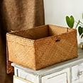 thumbnail image 4 of XIBUFE 2026 New Handmade Wicker Storage Basket with Lid,Woven Rattan Seagrass Laundry Basket,Sturdy Metal Frame,Stylish Organizer for Toys,Pantry,Bathroom – 26X16X10Cm, 4 of 7