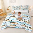 thumbnail image 3 of Castle Fairy Flat Cartoon Trout Wave Queen Comforter Set 3 Pieces,Stream Fish Outdoors Seamless Print Comforter Sets Queen,Brown Sky,Grey Reversible,1 Comforter and 2 Pillowcases, 3 of 6