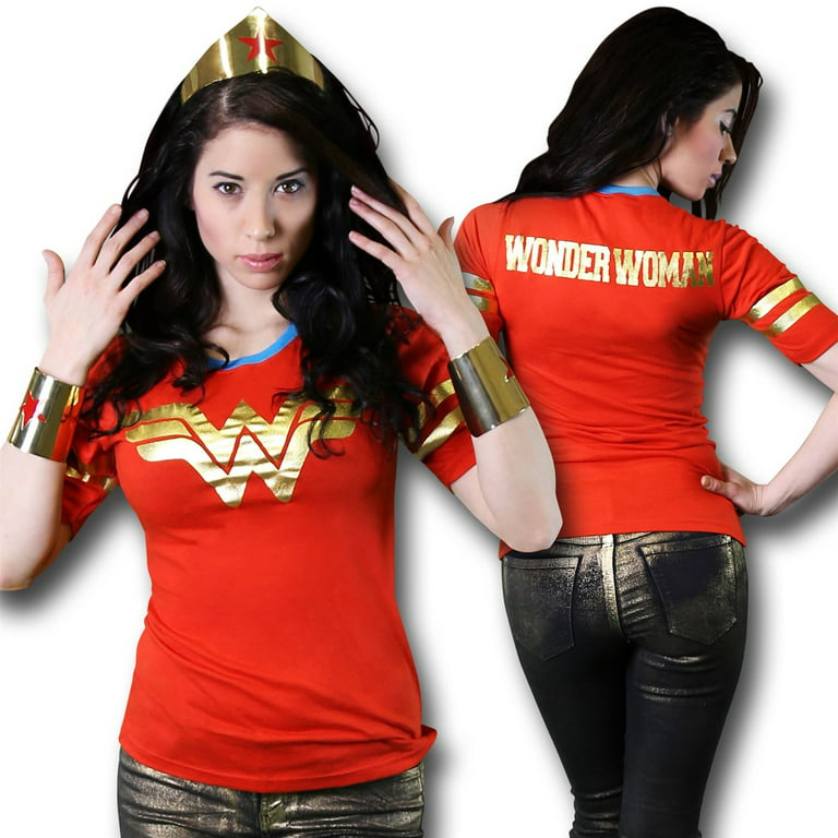 Wonder Woman Gold Foil Women's Athletic T-Shirt-Fitted Small 