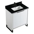 thumbnail image 3 of Fine Fixtures Opulence Collection 30 in. W x 18 in. D x 33 in. H Bathroom Vanity in White Matte with Black Marble Sintered Stone Sink - Black hardware, 3 of 8