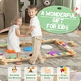 thumbnail image 3 of Qaba Kids Balance Beam, Wooden Balance Board with Stepping Stones, Gymnastics Obstacle Course for Toddlers 3-8 Years, for Motor Skills Coordination, 3 of 9