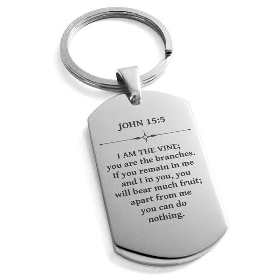 Tioneer Stainless Steel I Am The Vine John 15:5 Dog Tag Keychain Keyring Celtic