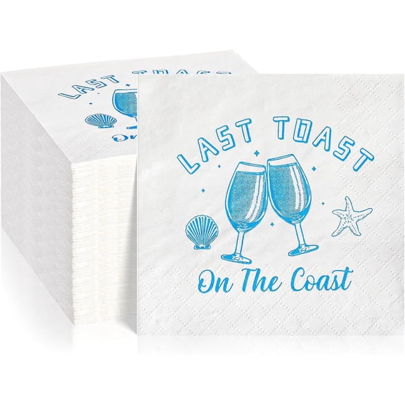 20pcs Last Toast On The Coast Bachelorette Party Napkins, Bachelorette Decoration Accessories, Beach Party Favors Bulk for Bride Bridesmaid Gifts, Supplies for Bach Wedding 5"x5"