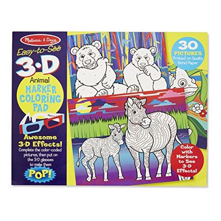 Melissa & Doug Easy-to-See 3-D Coloring Pad, Animals