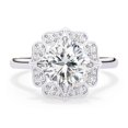thumbnail image 2 of IGI Certified Lab Grown Diamond Engagement Ring | Center 9MM Cushion Cut Floral Halo Solitaire Wedding Rings For Women In 14k Solid White Gold | F-G, VS-SI Quality (3.50 Ctw) Ring Size-9.5, 2 of 7