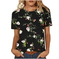 thumbnail image 2 of Uootdi Womens Summer Tops Floral Print Graphic Crew Neck Short Sleeve T Shirts Colorblock Casual Tops for Women Vintage Dressy Loose Fit Trendy Outfits Gift, 2 of 7
