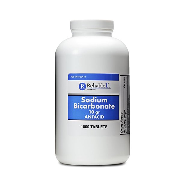 Sodium Bicarbonate 650 mg 1000 Antacid Tablets, for Relief of Acid