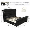 thumbnail image 2 of VanAcc California King Size Platform Bed Frame, Velvet Upholstered Sleigh Bed with Scroll Wingback Headboard & Footboard/Button Tufted, Black, 2 of 7