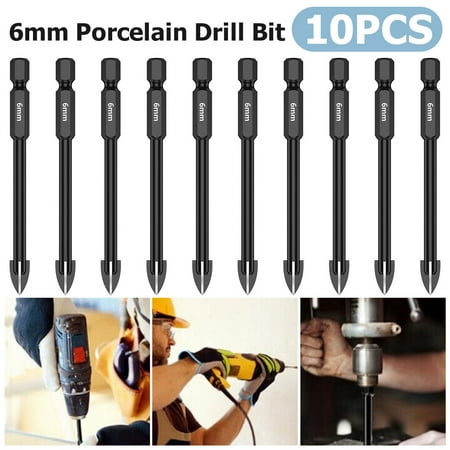 

Evjurcn 10 Pcs Masonry Drill Bits Set for Tile Glass Ceramic Brick Wood 6mm Alloy Tip Industrial Strength Carbide Drill Bit Tip