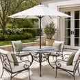 thumbnail image 4 of Gray Waves Coastal Round Outdoor Tablecloth with Umbrella Hole Zipper, Grey Ombre Summer Beach Oceans Elastic Fitted Table Cover, Waterproof Table Cloth for Patio Picnic Party Fits 36"-44", 4 of 9