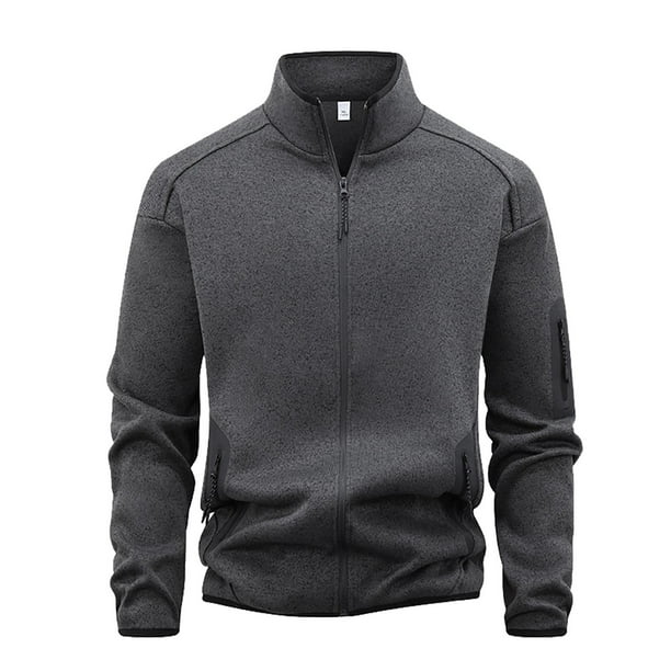 Kalauyu Men's Jackets Full Zip Lightweight Jacket Casual Soft Warm Coats with Pockets