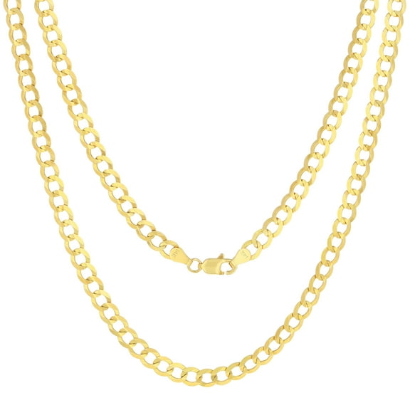 Nuragold 14k Real Yellow Gold Solid Cuban Curb Link 5mm Chain Necklace (16"-30") Italian Jewelry for Men & Women