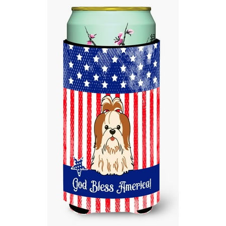 

Carolines Treasures BB3082TBC Patriotic USA Shih Tzu Red White Tall Boy Beverage Insulator Hugger Tall Boy multicolor