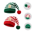 thumbnail image 5 of Christmas Elf Knit Costume Hat, Striped Beanie Cap with Elf Ears and Pom‑Pom, Stretchy One Size Winter Holiday Dress‑Up Accessory for Men Women Adults, 5 of 6