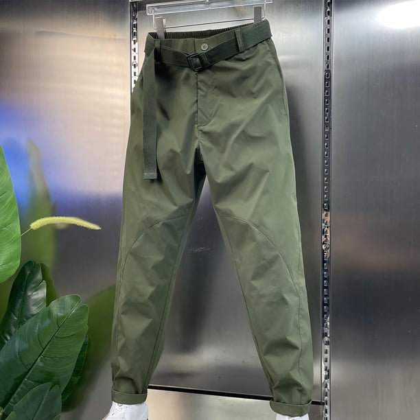 Puntoco Pantalones casuales largos para hombre Pantalones deportivos vintage con cintura elástica para hombre Pantalones deportivos de pierna recta Pantalones casuales para exteriores lavados