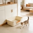 thumbnail image 6 of Semi-Enclosed Litter Box for Cats, Large Cat Litter Box with Odor Control and Anti Splash Design, High Sided Open Breathable Pet Toilet(White), 6 of 6