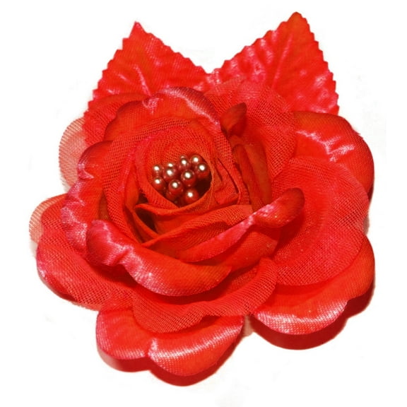 12 Silk Roses Wedding Favor Flower Corsage Pick - Red