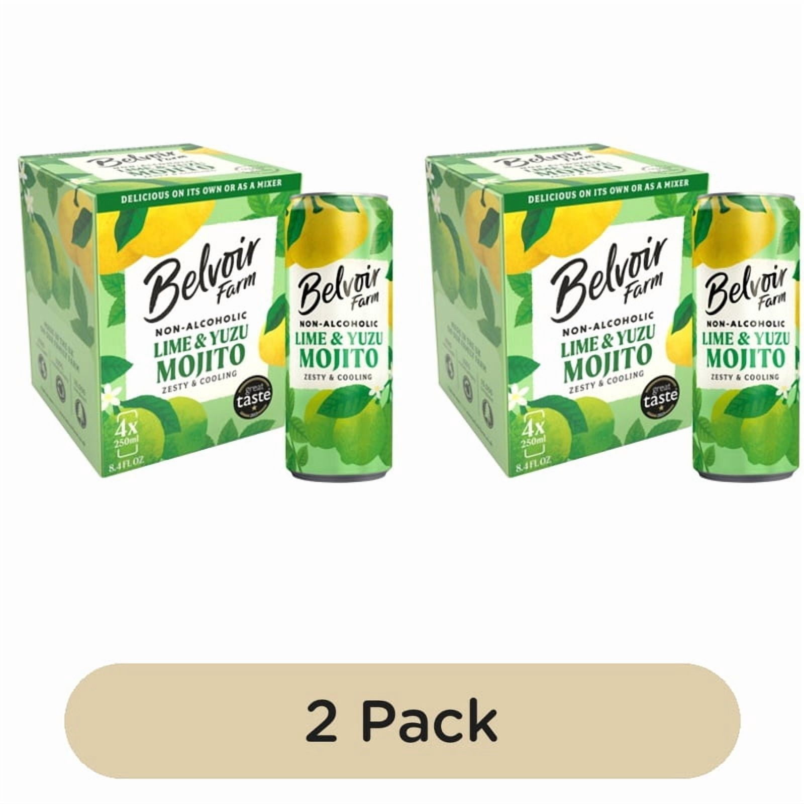 Belvoir Farm Non Alcoholic Lime & Yuzu Mojito 4 x 250ml, British Import (Pack of 2)