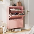 thumbnail image 3 of Masupu Shoe Storage Cabinet, Shoe Cabinet with 2 Flip Drawers Entryway Shoe Storage Freestanding Shoe Organizer Cabinet with Metal Leg, Narrow Shoe Rack Cabinet, Diamond Pink, 3 of 9