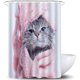 thumbnail image 1 of Cortina de ducha con estampado de animales de 180 x 200 cm - Impermeable - Tejido resistente al moho - Con anillas para cortina de ducha, lavable. Cortina de ducha de 180 x 200 cm con estampado de gat, 1 of 5