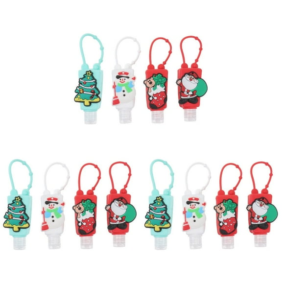 AMERTEER 15 pcs 30ML Christmas Series Hand Sanitizer Cartoon Empty Keychain