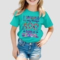 thumbnail image 2 of LUOGENLI T-Shirt pour Filles Mode Décontractée Imprimé Col Rond Manches Courtes T-Shirt Ample Ensemble Maxi Tops Été Vert Menthe 12-13 Ans, 2 of 4