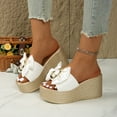 thumbnail image 6 of Bkhluea Bow Wedge Sandals for Women Platform Sandals Slides Open Toe Slip On Casual Summer Mules High Heels, 6 of 6