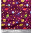 thumbnail image 1 of Soimoi Rayon Fabric Spaceship,Star & Telescope Cartoon Fabric Prints by Yard 56 Inch Wide, 1 of 1