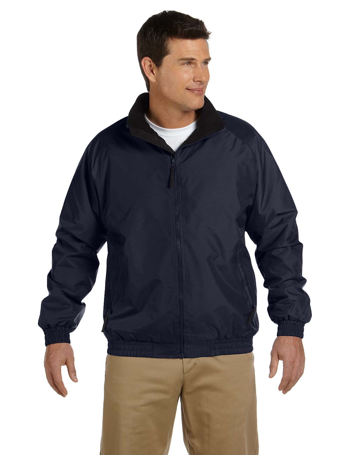 Adult FleeceLined Nylon Jacket NAVY/ BLACK 2XL