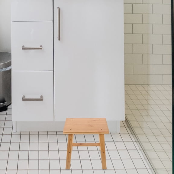 STOBOK Display Piece Step Stool Light Brown Bamboo 1Pcs For Home Users Minimalist Bathroom