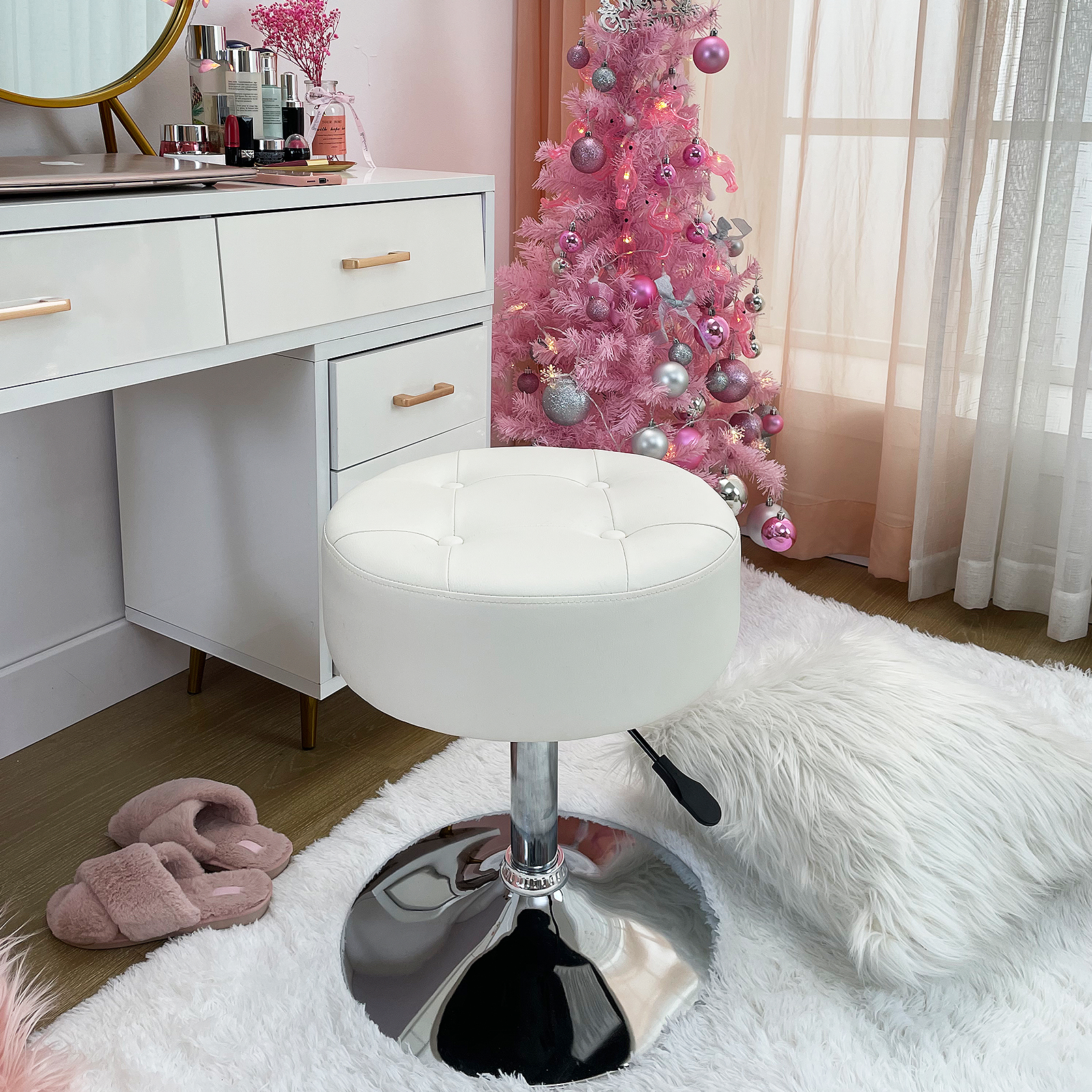 Faux fur dressing online table stool