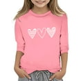 thumbnail image 1 of PMVFHDE Hauts d'Été pour Fille T-Shirts Graphiques pour Fille Hauts d'Été Tendance Hauts pour Fille T-Shirt Robes pour Filles Imprimé de la Saint-Valentin Col Rond Fonctionnel Manches 3/4 T-Shirt Rose, 9-10 Ans, 1 of 4