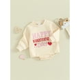 thumbnail image 3 of Bslissey Baby Girls Valentine's Day Sweatshirt Romper Long Sleeve Heart Letter Print Bodysuit Newborn Infant Crew Neck Casual Playsuit for Spring Fall 3M 6M 12M 18M, 3 of 9