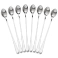 thumbnail image 1 of Juego de 8 cucharas de café largas de acero inoxidable, 23 cm, aptas para lavavajillas, 1 of 9
