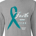 thumbnail image 4 of Inktastic Faith over Fear Ovarian Cancer Awareness with Teal Ribbon Long Sleeve T-Shirt, 4 of 5