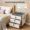 thumbnail image 4 of Smart Nightstand with Wireless Charging & Fingerprint Lock 3-Drawer Bluetooth Speaker Bedside Table with Adjustable LED Lights & USB Port 110LBS Beige White, 4 of 10