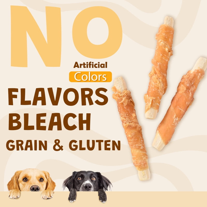(2 pack) ASMPET Chicken Jerky Wrapped Biscuits Stick Dog Treats, Soft Chewy Rawhide Free Dog Chews for Small Medium Large Dogs, 10.6oz