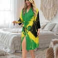 thumbnail image 5 of Yuyamidu Jamaican Flag Robe for Women Lightweight Long Sleepwear Gowns Size M Butterfly 3/4 Sleeves Spa Robe Plus Size Bathrobe Sleep Nightgown Soft Kimono Robe for Girls, 5 of 7