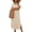 Beige, variant on Women's Short Sleeve Shirt Dress, V-Neck Button Down Midi Dress, Summer Casual Belted Long Skirt Dress with Pockets Loose Fit