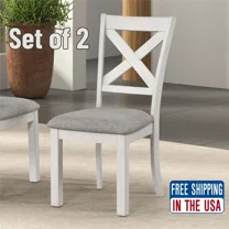 Set of 2 Side Chair Dining Chair Rustic Farmhouse White Oak Finish