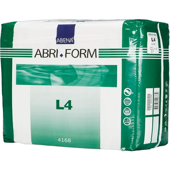 Abena Abri-Form Comfort L4 Adult Incontinence Brief L Heavy Absorbency Contoured, 4168, 24 Ct, White