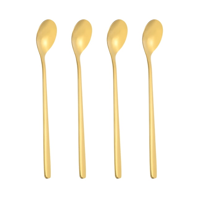Cuchara de té helado de mango largo Uxcell, 12 Pcs cucharas de café de 8 pulgadas de largo, tono dorado