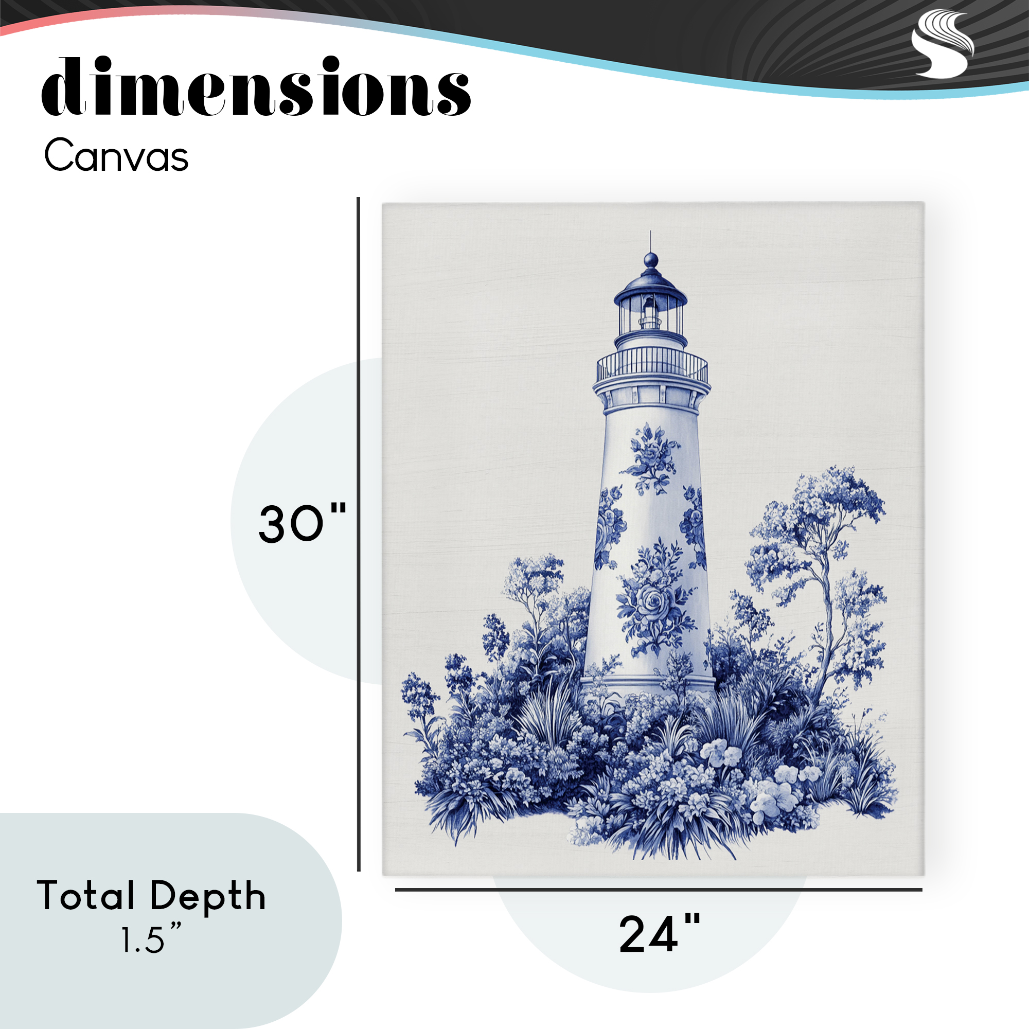 Toile Patterned Lighthouse Canvas Wall Art, design by Lettered and Lined